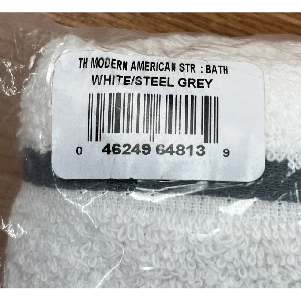 Tommy Hilfiger Modern American Stripe Bath Towel, White/Grey 30